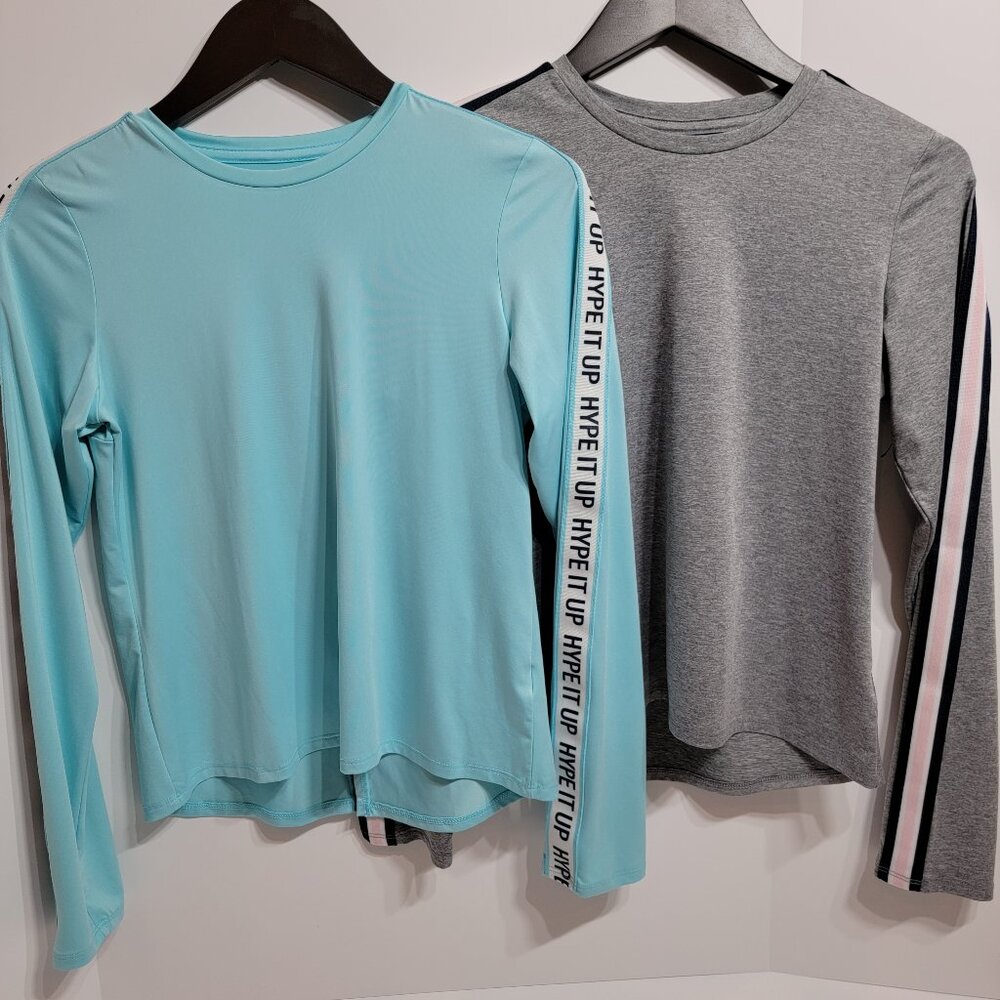 2 - Girls Athletic Works Brand Long Sleeve Athletic shirts
